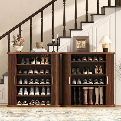 5-Tier Gold Handle Shoe Cabinet