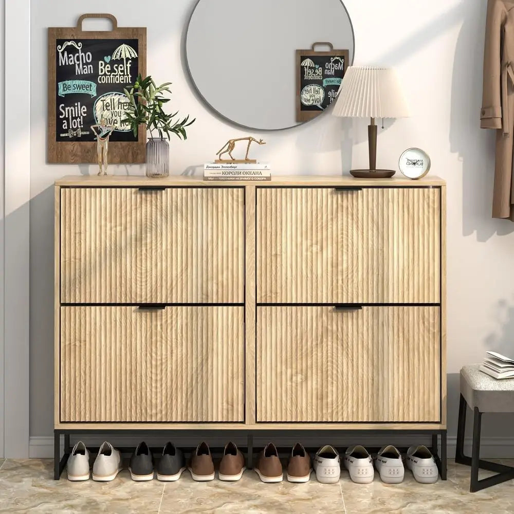 Narrow 4-Door Shoe Rack Cabinet