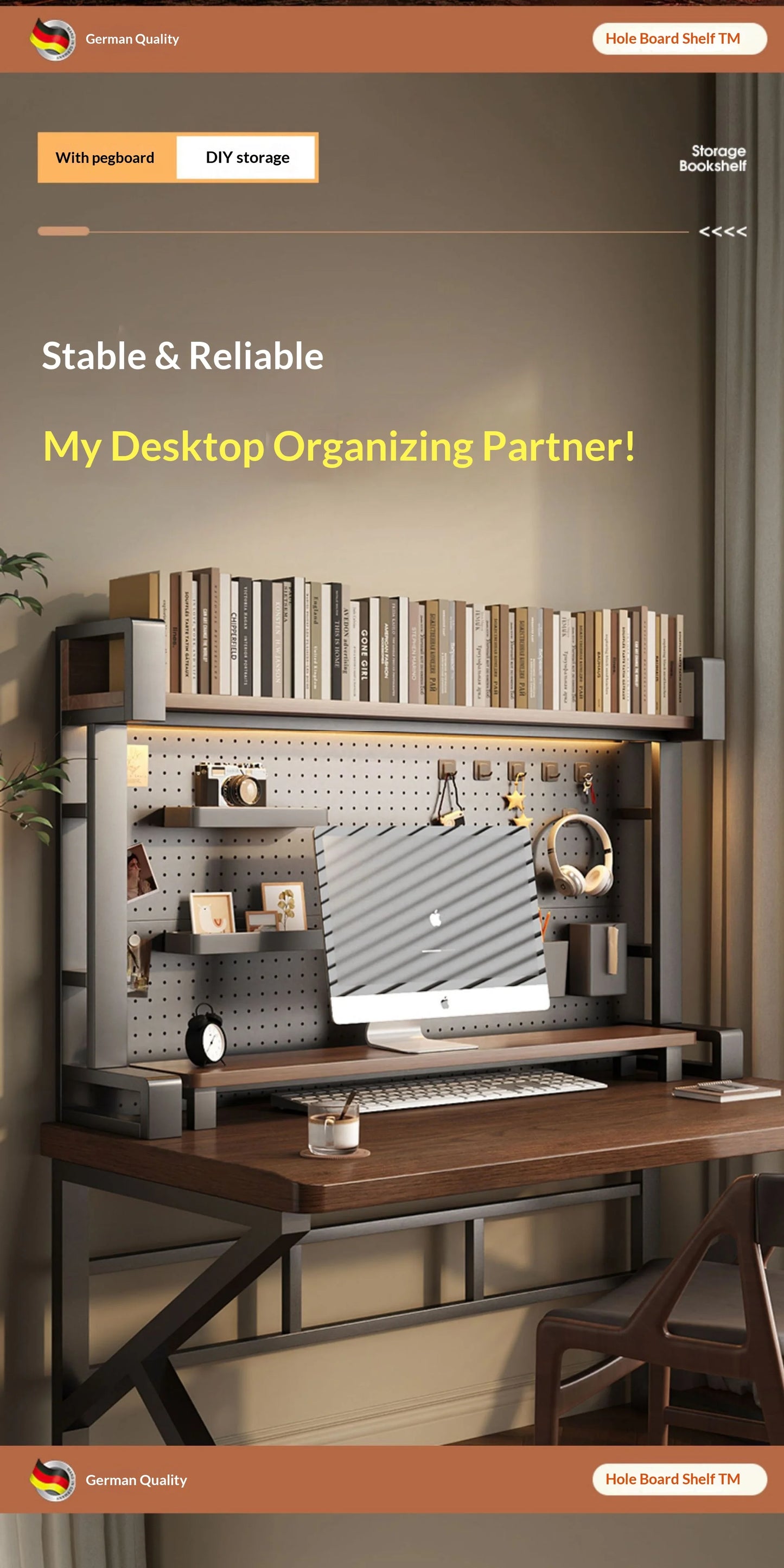 Pegboard Desktop Shelf Organizer