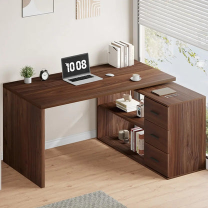 Rustic L-Shape Reversible Office Desk