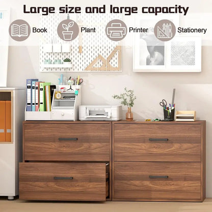 Premium Walnut Lateral Filing Cabinet with Dual Deep Drawers