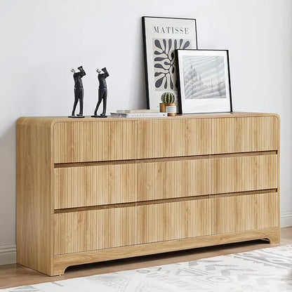 Premium 9-Drawer Wood Dresser with Fluted Modern Design