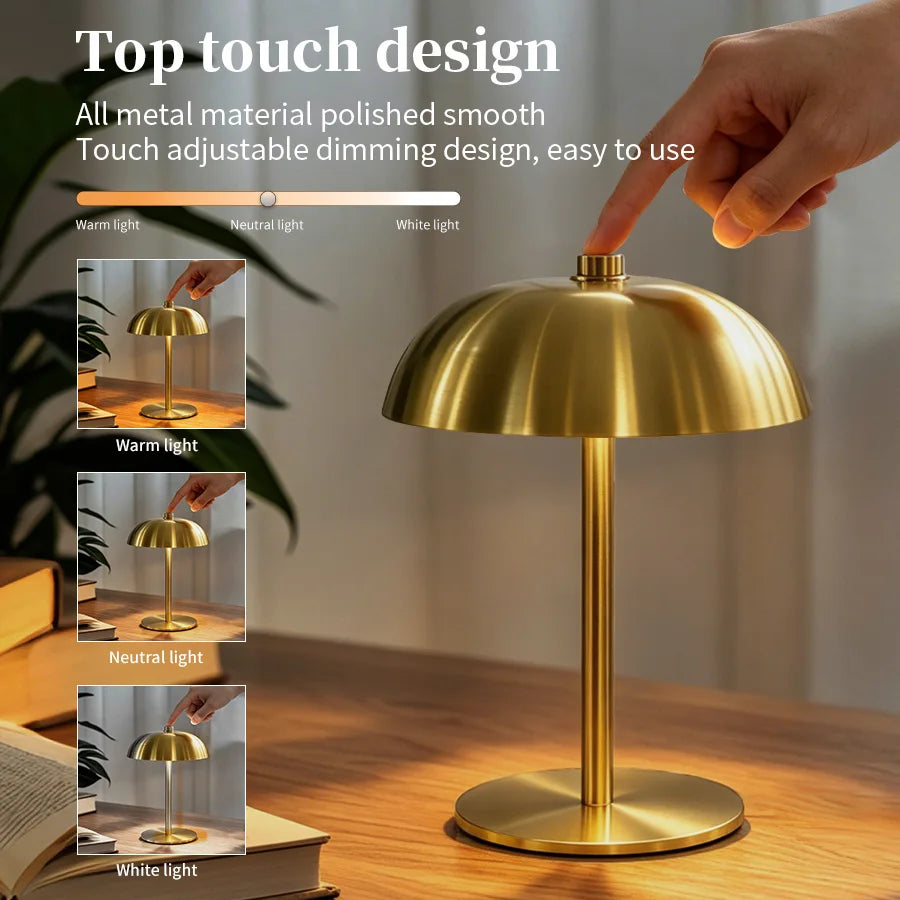 Cordless LED Table Lamp | USB-C Rechargeable, Touch Dimmable