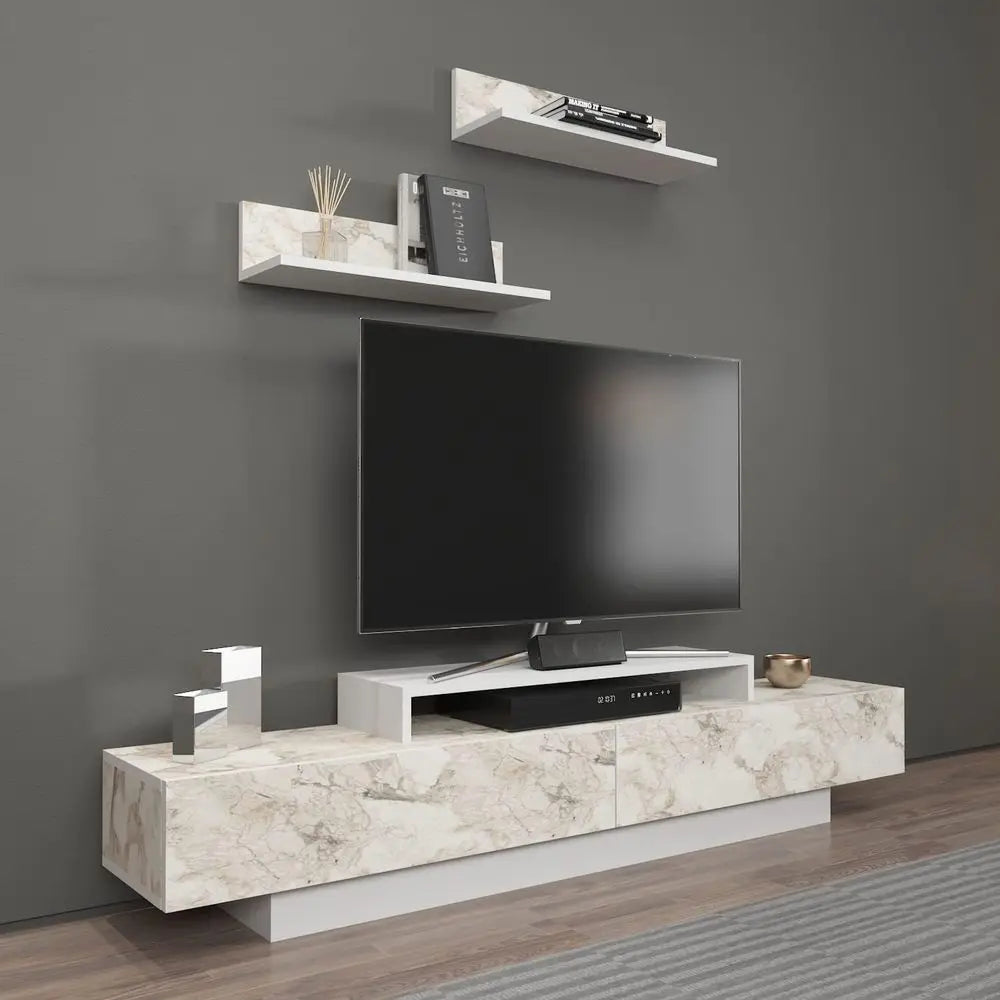 Marble White Entertainment Center