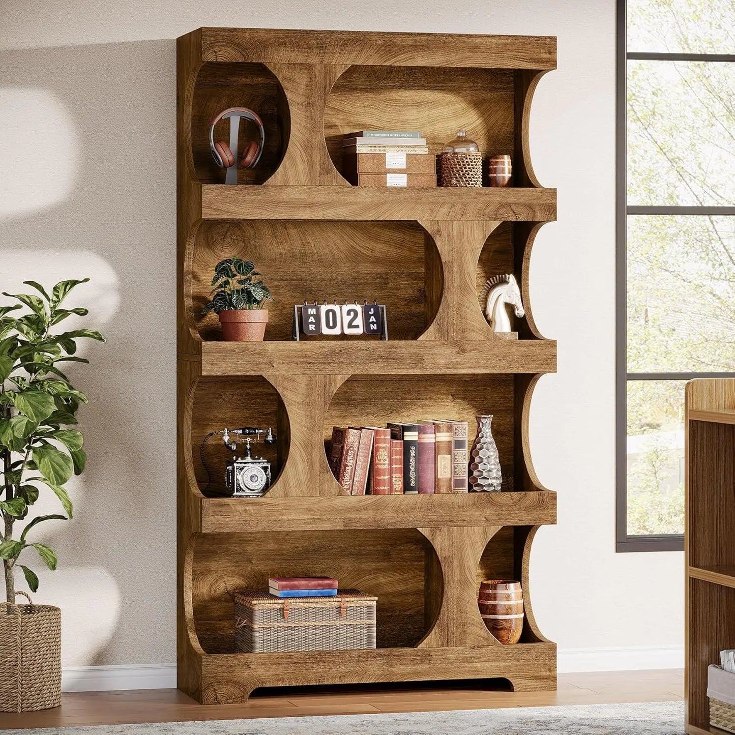Ravenport 4-Tier Bookcase with Open Display Shelves