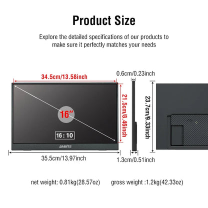 16" Portable Touch Monitor, HDR10 Low Blue Light