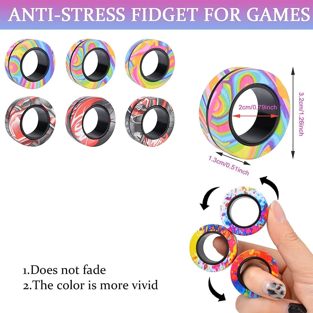 3Pc Magnetic Rings Fidget Toy Set