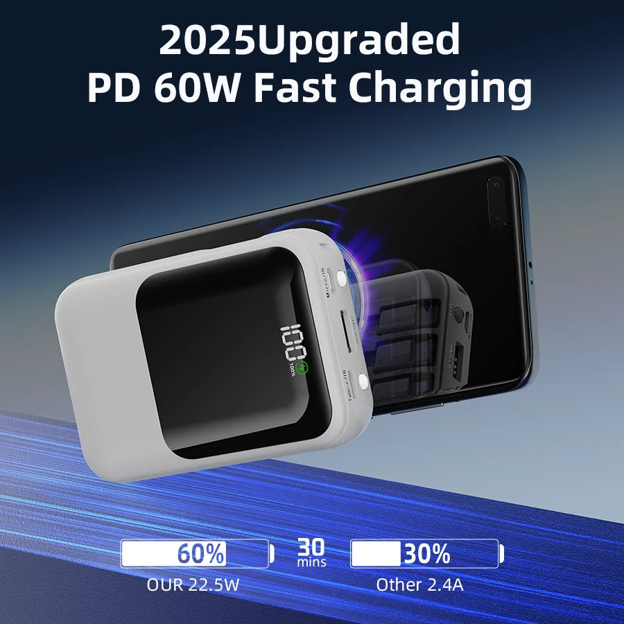 Large Capacity Power Bank with Built-In Cable