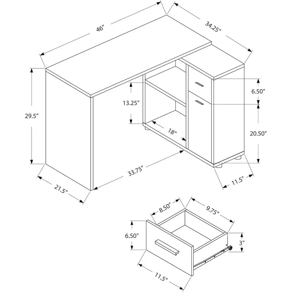 L-Shaped Desk with Cabinet