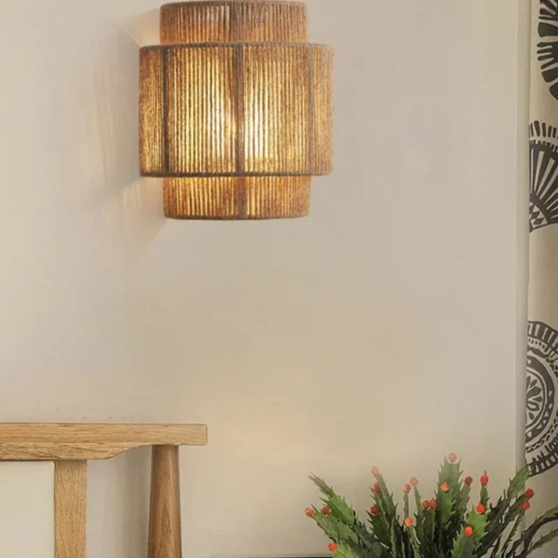 RattanGlow Handwoven Wall Sconce