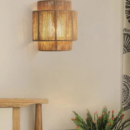 RattanGlow Handwoven Wall Sconce