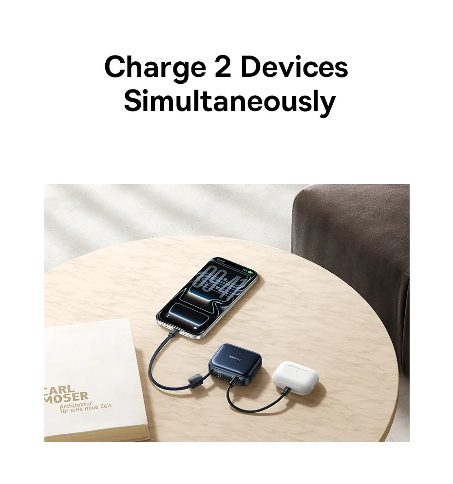 Mini Power Bank with Built-In Cable