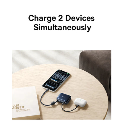 Mini Power Bank with Built-In Cable