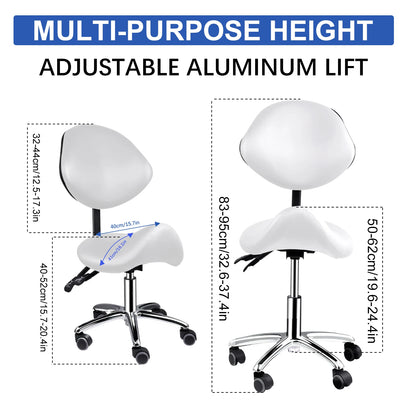 Rolling Saddle Chair with Back Support