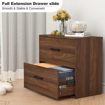 Premium Walnut Lateral Filing Cabinet with Dual Deep Drawers