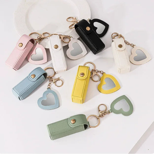 Mini Leather Lipstick Case Keychain