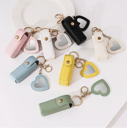 Mini Leather Lipstick Case Keychain