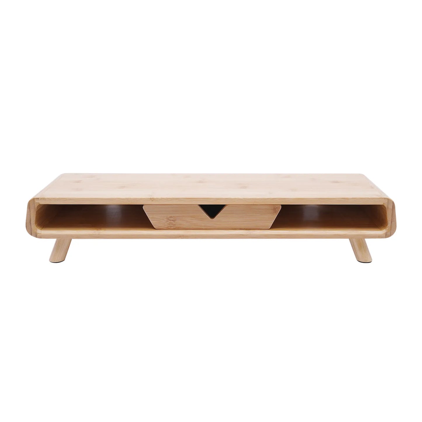 Bamboo Monitor Stand with Storage Drawer & Desk Organizer