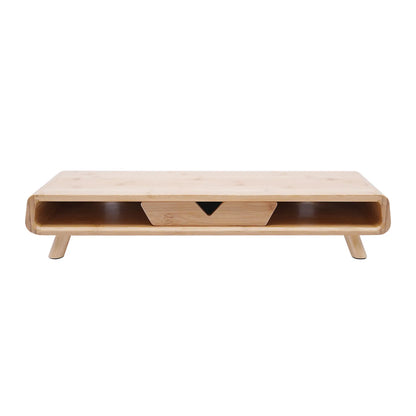 Bamboo Monitor Stand with Storage Drawer & Desk Organizer
