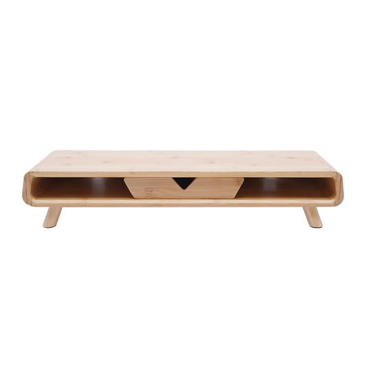 Bamboo Monitor Stand with Storage Drawer & Desk Organizer