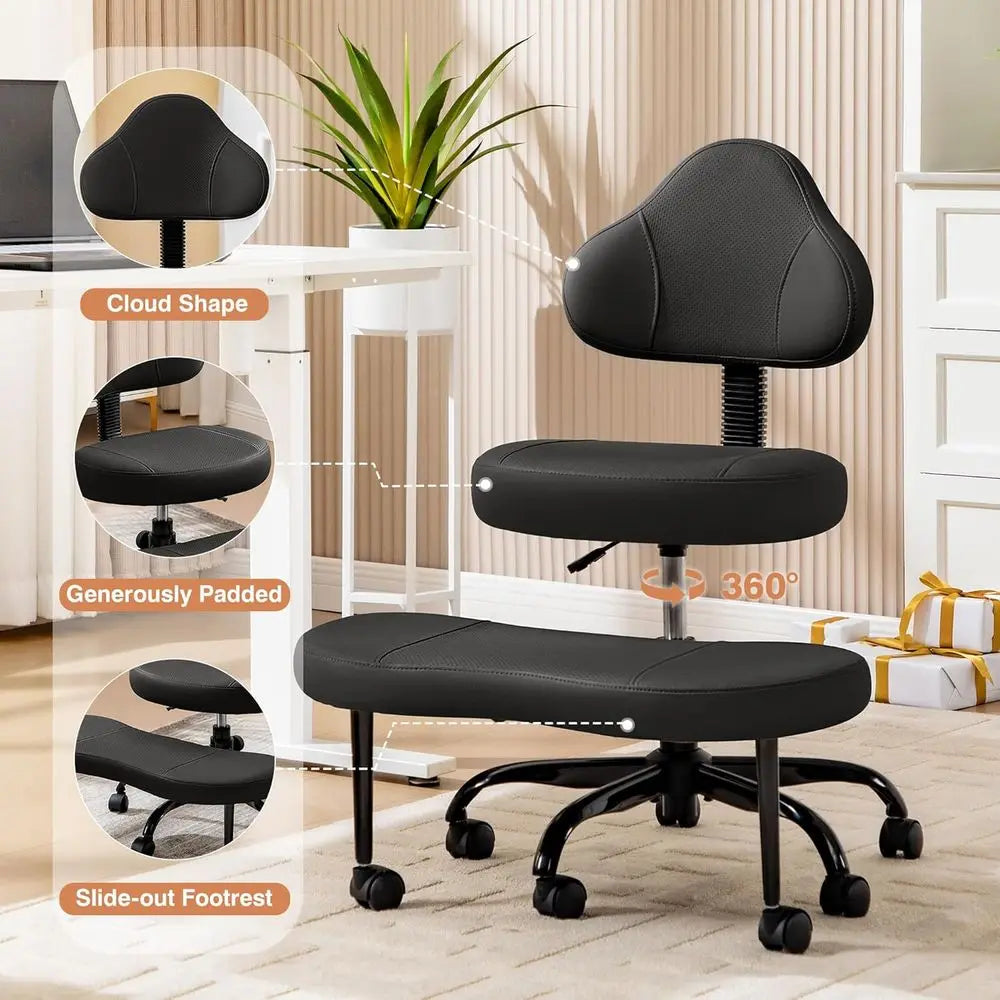 Adjustable Kneeling Chair & Retractable Footrest