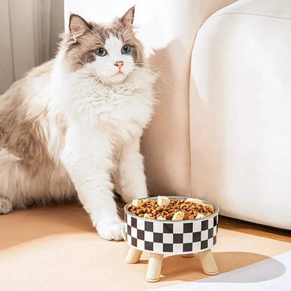Tall Polka-Dot Cat & Dog Bowl, Anti-Overturn