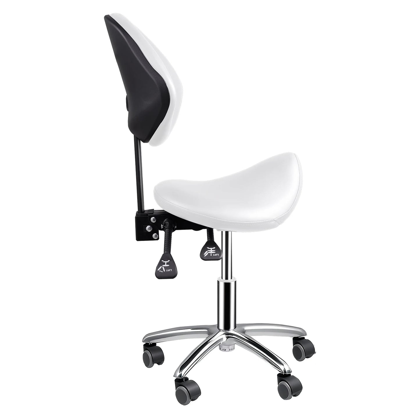 Rolling Saddle Chair with Back Support