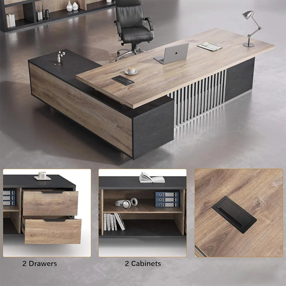 The Sovereign Grand Executive Office Desk with Integrated Storage Cabinet