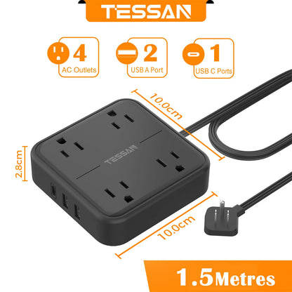 TESSAN Flat Plug Power Strip