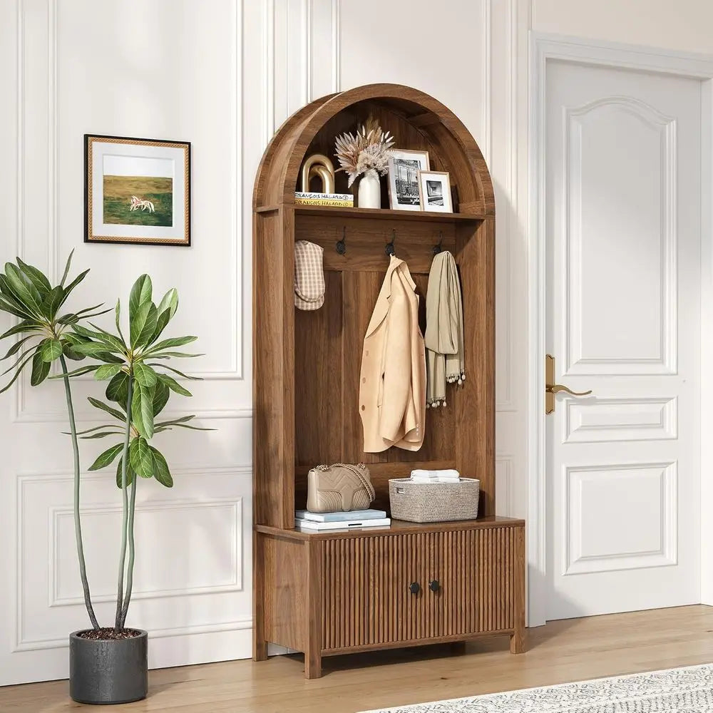 4-in-1 Walnut Hall Tree