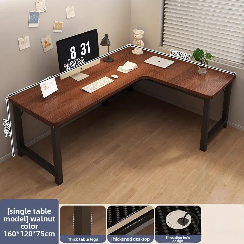 L-Shaped Computer Desk with Storage Shelf