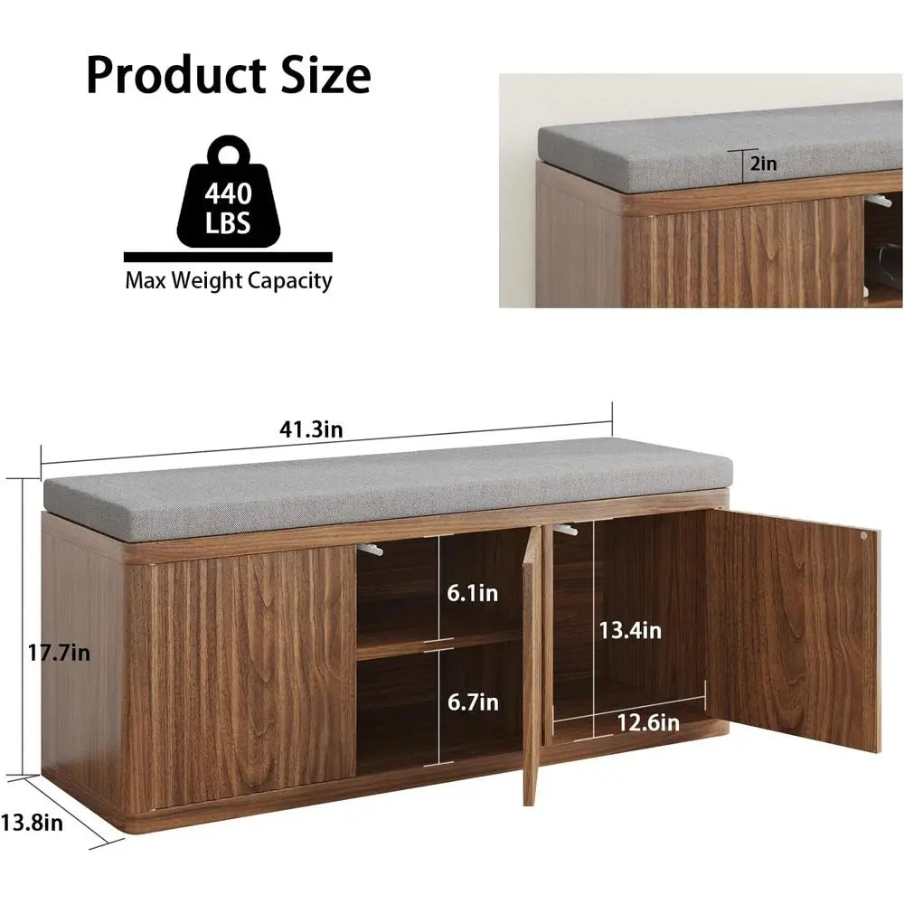 Walnut Shoe Storage Bench