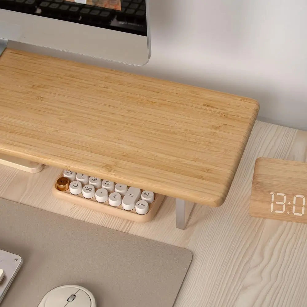 Bamboo & Acrylic Monitor Stand Riser for Desk