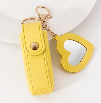 Mini Leather Lipstick Case Keychain
