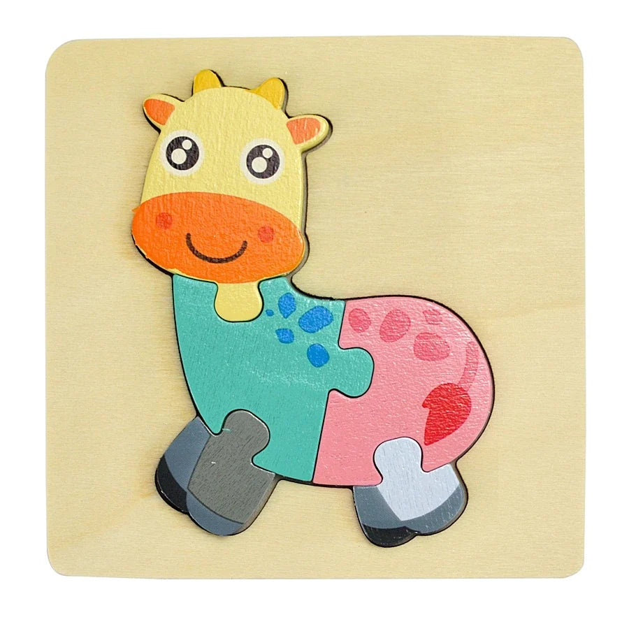 3D Wooden Animal & Vehicle Puzzle Set