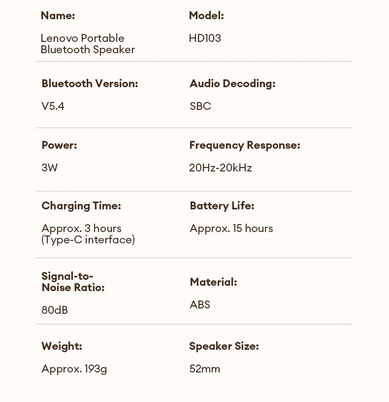 Lenovo HD103 Bluetooth Speaker