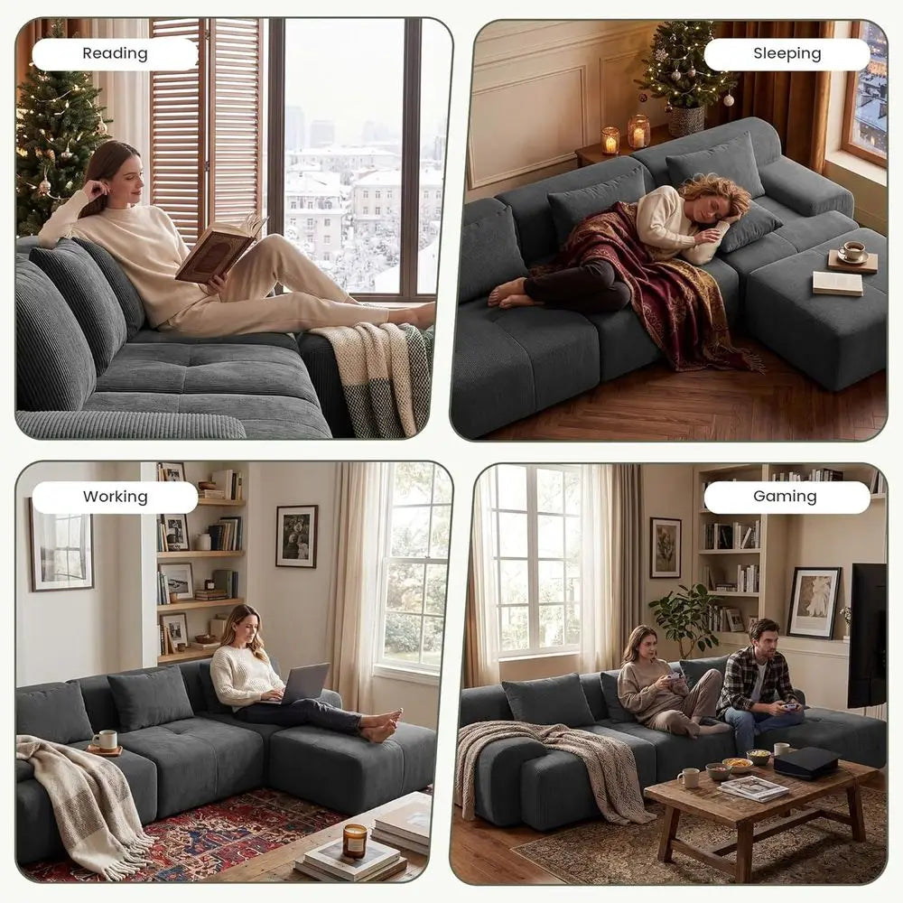 Oversized Corduroy Sectional Sofa