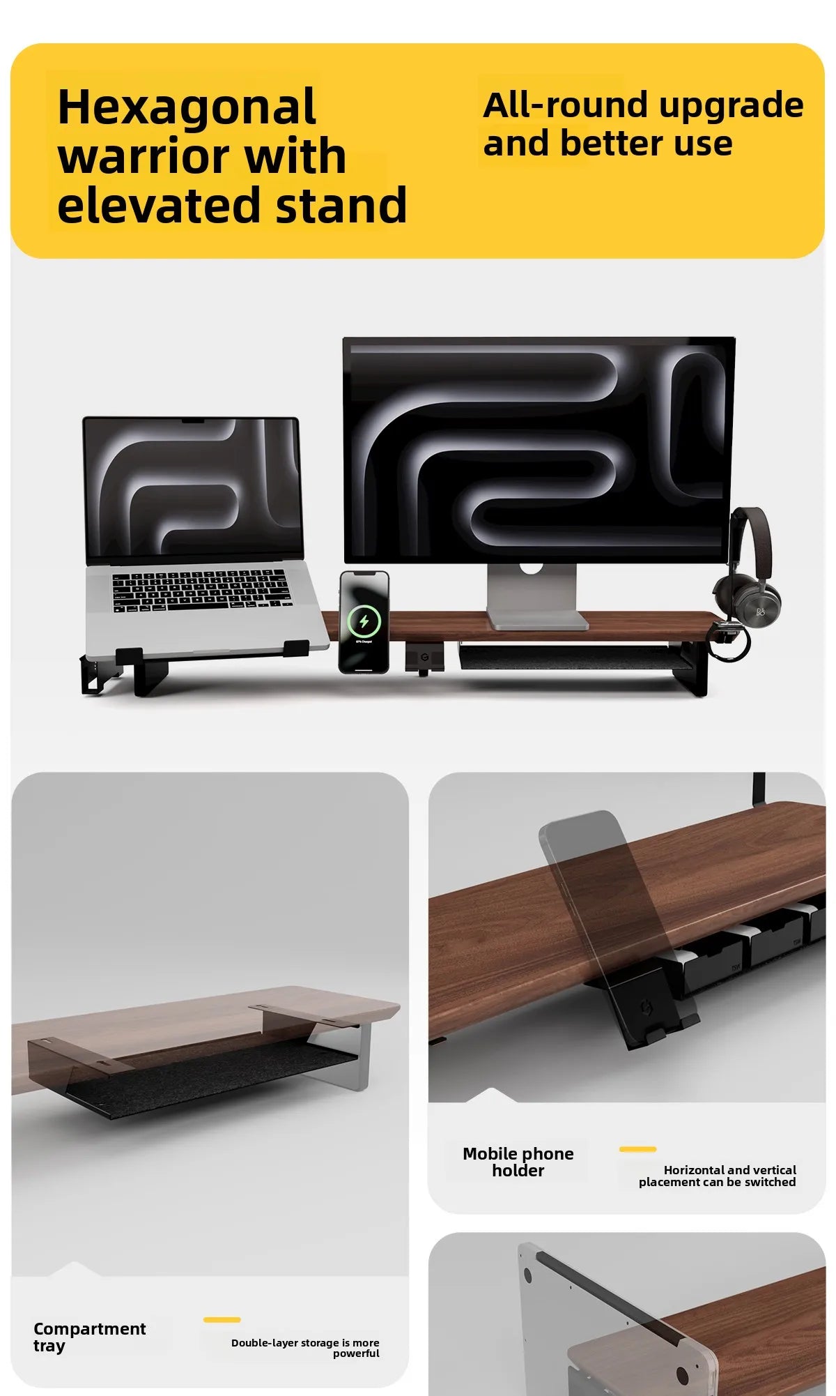 Z3 Pro Modular Solid Wood Monitor Riser