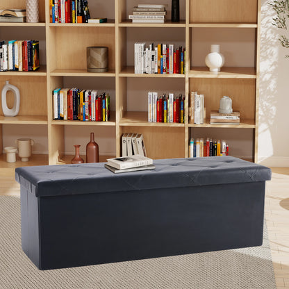 Leather Folding Storage Ottoman