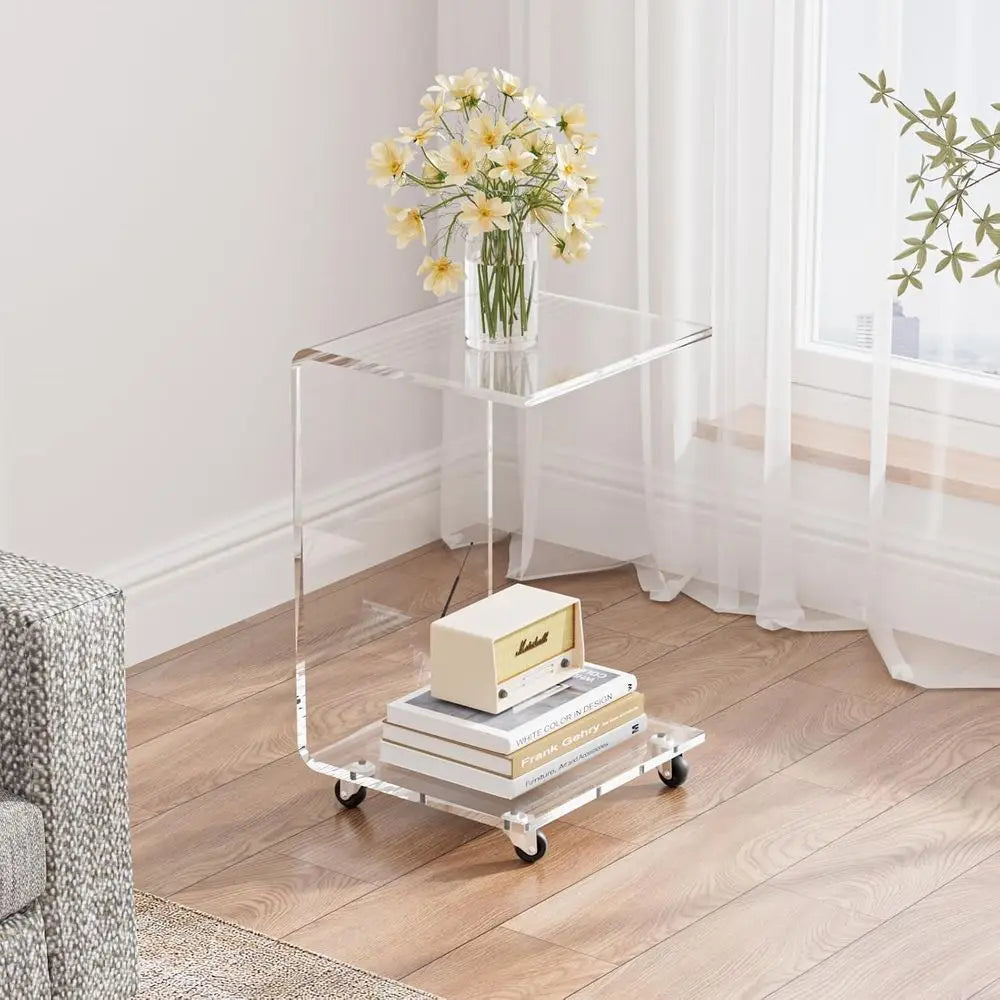 Acrylic Rolling Side Table