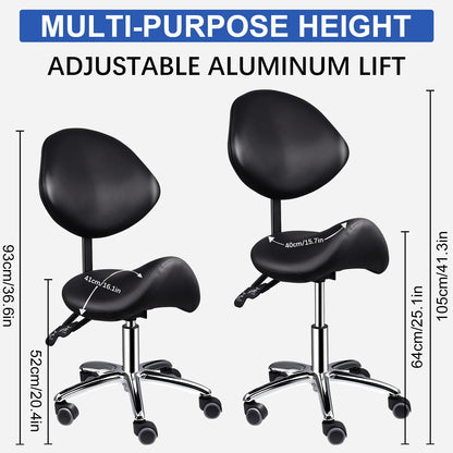 Rolling Saddle Chair with Backrest