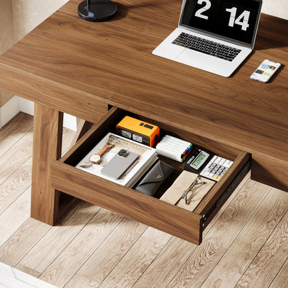 Mid-Century Walnut Farmhouse Desk