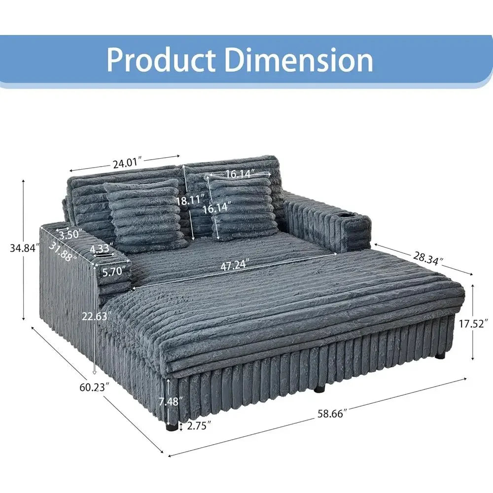 Halcyon Charging Chaise Loveseat