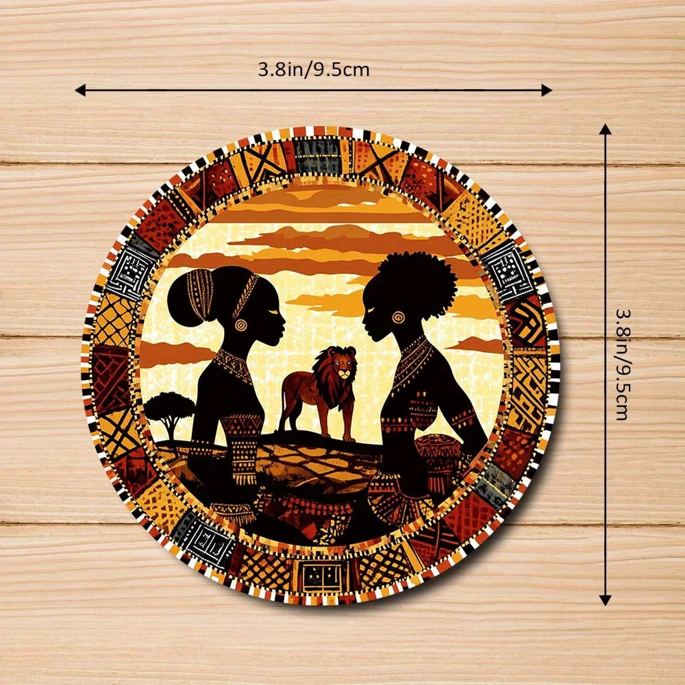 Tribal Print Wooden Coaster Set