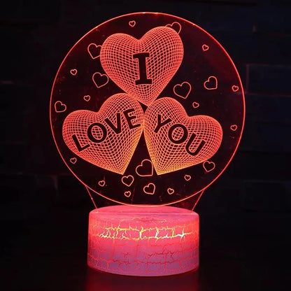 3D Heart Illusion Lamp - USB LED Night Light