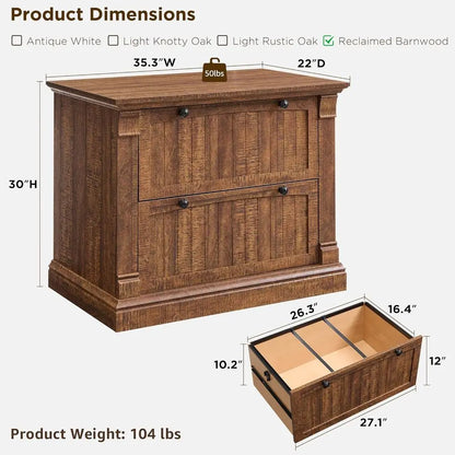 Farmhouse Wood Filing Cabinet with Dual File Drawers