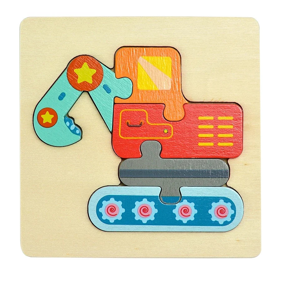 3D Wooden Animal & Vehicle Puzzle Set