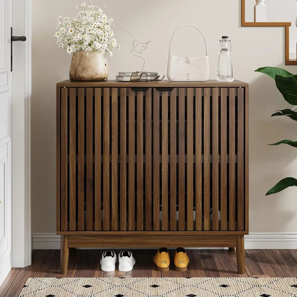 Ventilated Walnut Shoe Cabinet