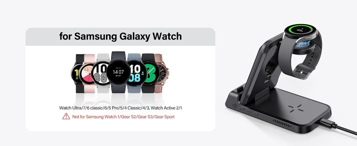 ChronoCharge Foldable 3-in-1 Wireless Charging Station