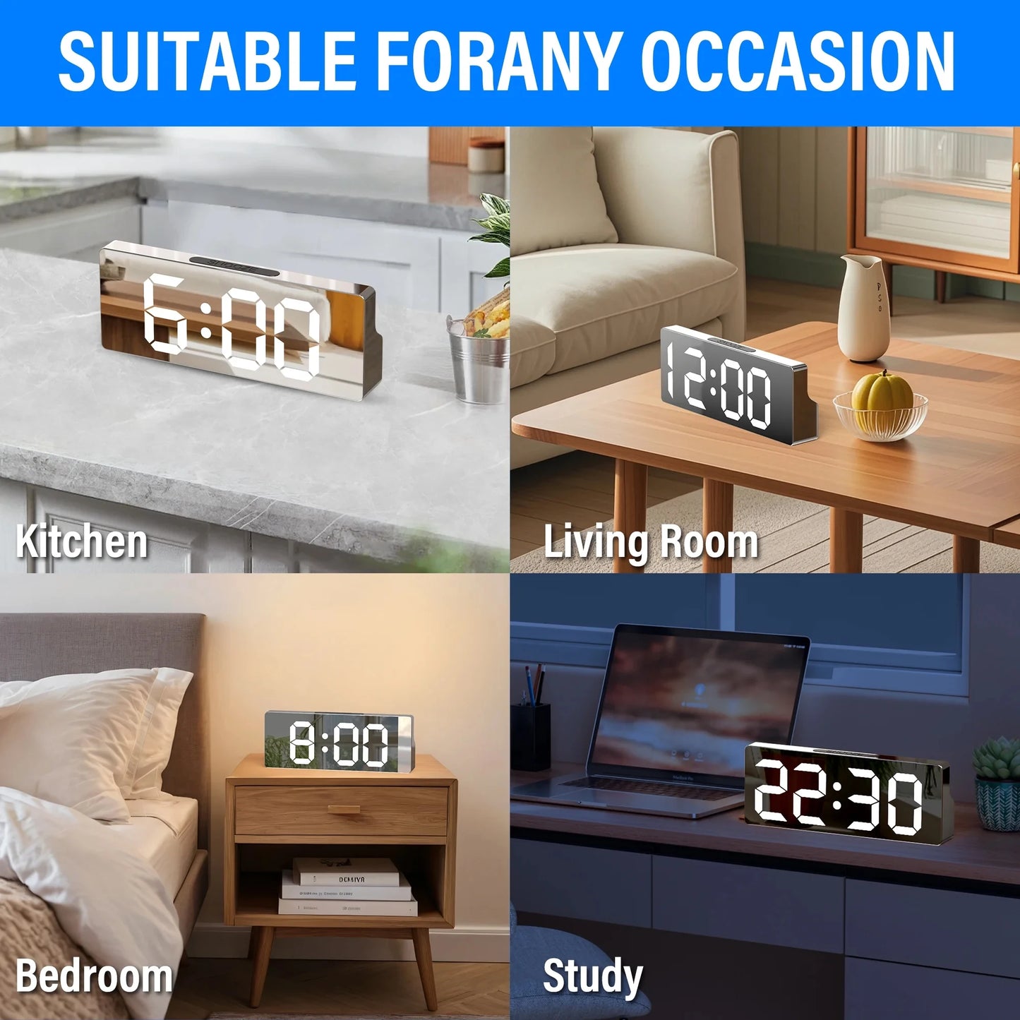 LED Mirror Alarm Clock